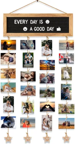 Vista 13 de CJIAWYS - Juego de marcos de fotos para decoración de pared de collage, marco de fotos para exhibición de fotos colgantes, tablero de letras