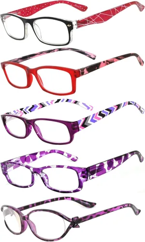 Vista 14 de OWL 5 pares de lentes de lectura de moda para mujer, bisagra de primavera