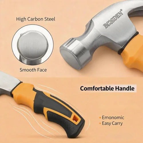 Vista 3 de Martillo de 8 onzas, martillo pequeño, martillo de camping BOOSDEN, martillo mini, martillo de uña, martillo rechoncho, martillo pequeño