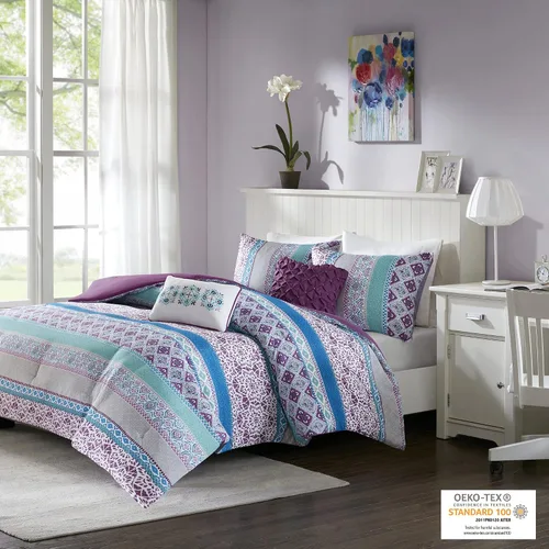 Vista 2 de [Usado] Intelligent Design - Juego de cama moderno para todas las estaciones con funda a juego y cojines decorativos