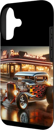 Vista 2 de Classic Hot Rod Retro Vintage Custom Hotrod Car Illustration Case for iPhone 17