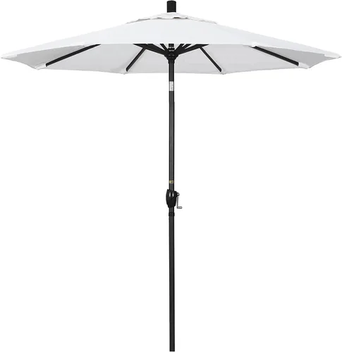Vista 13 de California Umbrella Sombrilla redonda de aluminio de 7.5 pies, manivela para elevación, botón de inclinación, poste negro, azul marino Pacífica