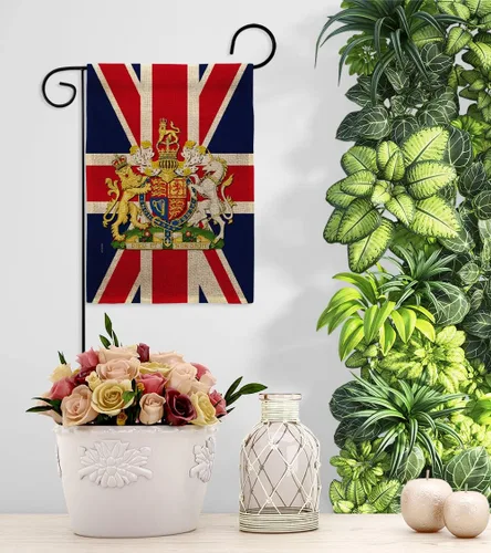 Vista 9 de Escudo de armas Reino Unido Bandera de jardín dulce vida simpatía recuerdo conmemorativo duelo amor apoyo emoción Postive House Banner pequeño patio