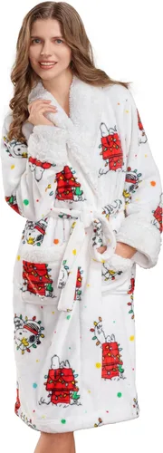 Vista 2 de Berkshire Blanket Peanuts Snoopy - Bata cálida para mujer con exclusiva tela VelvetLoft y cuello Sherpa
