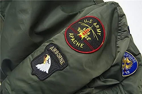 Vista 7 de Norman Dragon Parche bordado de nailon MA-1 para bebés y niños, chaqueta de avión, abrigo grueso acolchado de invierno para niños y niñas, Rojo
