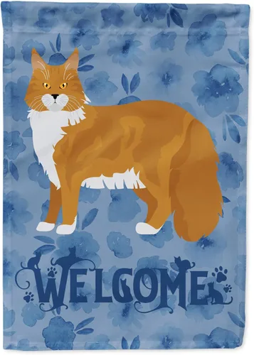Vista 58 de Caroline's Treasures CK4813CHF - Bandera de bienvenida con gato abisinio azul, manga grande, para porche, para colgar en la pared, poliéster
