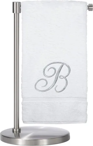 Vista 47 de Script R - Toalla de baño con monograma, regalo personalizado, 27 x 54 pulgadas, juego de 1 toalla bordada con texto dorado, 100% algodón turco Navy