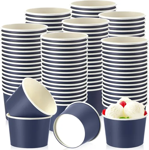 Vista 9 de Didaey 100 cuencos de papel desechables para helados, recipientes de postre para yogur, recipientes desechables para postre de yogur para alimentos
