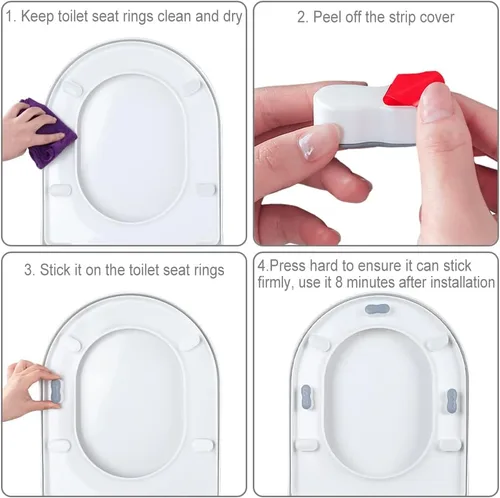 Vista 5 de Parachoques de bidé, amortiguador universal para asiento de inodoro con ajuste de 2 alturas, fuerte autoadhesivo