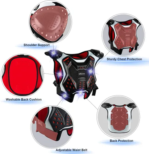 Vista 2 de Protección para pecho para motocross juvenil, ATV, moto todoterreno - Equipo de seguridad Webetop para niños y adolescentes (Talla L)