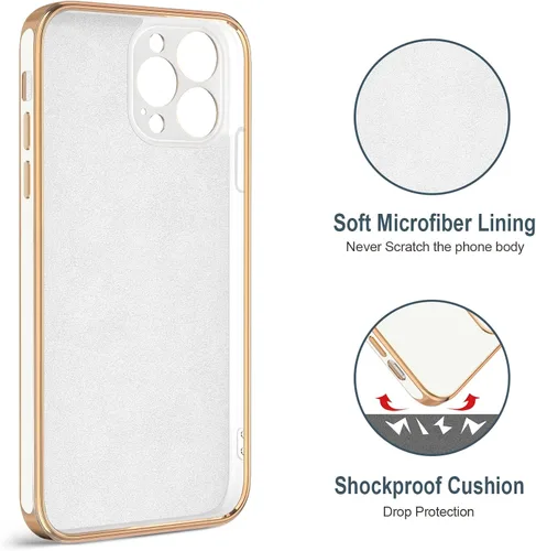 Vista 3 de Hython Funda para iPhone 13 Pro Max con soporte de anillo [soporte de anillo giratorio de 360° con soporte magnético] [borde chapado en oro rosa]