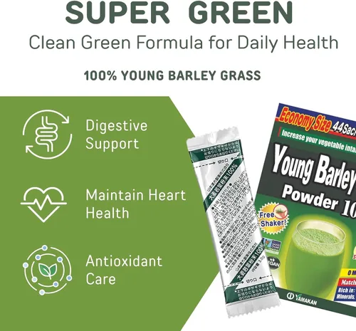 Vista 4 de Yamamoto Kanpoh YAMAKAN - Polvo de hierba de cebada joven, jugo de hierba para la salud intestinal y vitalidad, rico en vitaminas y minerales