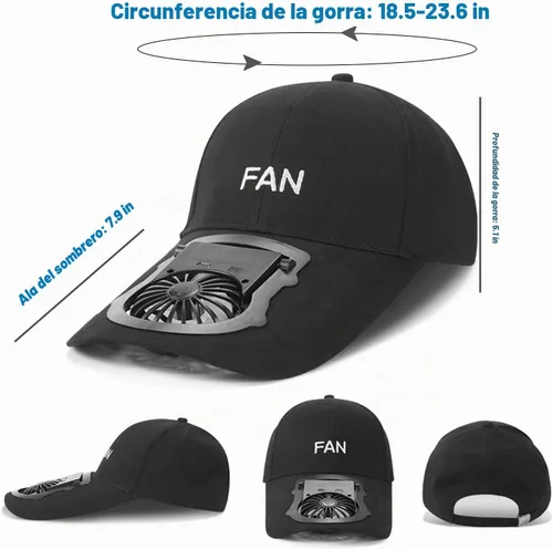 Vista 3 de CTCK Winning Fan Hat-Hat - Sombrero para hombre y mujer con ventilador integrado con carga solar USB, sombreros de sol para mujer Negro