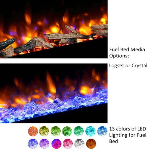 Vista 3 de PuraFlame Alice - Chimenea eléctrica empotrada de 36 pulgadas, montaje al ras para montante de 2 x 6, juego de troncos y cristal, calentador