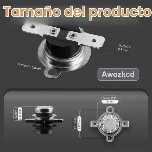 Vista 3 de UL/CUL KSD301 125V 16A Termostato, 32 °F/32°F Off NC AutoReset