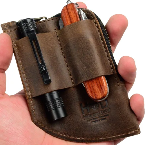 Vista 5 de Hide & Drink, Billetera de bolsillo EDC, organizador de efectivo curvado, soporte para tarjetas frontal delgado, clip para dinero, cuero de grano