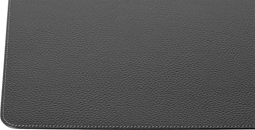 Vista 5 de Nikalaz Juego de 4 manteles individuales y 4 posavasos pequeños negros hechos de cuero reciclado, manteles individuales