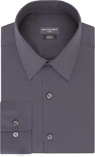 Vista 3 de Van Heusen Camisa de vestir para hombre, ajuste delgado, cuello flexible, elástica, sólida