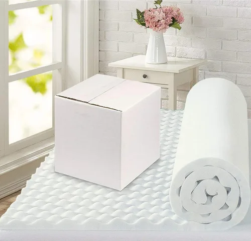 Vista 5 de Nutan, Cubrecolchón de espuma transpirable con cáscara de huevo contorneada de 1 pulgada, añade comodidad al colchón, individual, color blanco