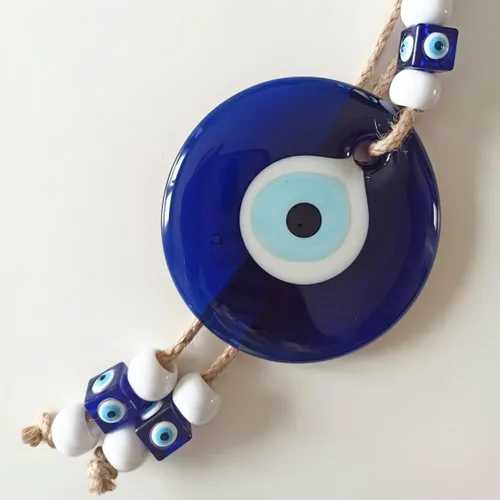 Vista 5 de Amuleto de cristal azul de nazar de mal de ojo de buena suerte, adorno colgante hecho a mano para el hogar, oficina, decoración del automóvil