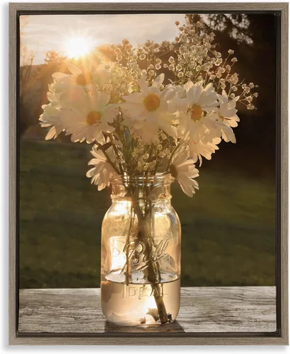 Vista 15 de Stupell Industries Warm Meadow Daisies Mason Jar Flores de picnic rurales, diseño de Lori Deiter Stupell Industries White, 11 x 14 Inches, Easy