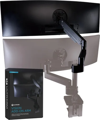 Vista 10 de ULTRARM Brazo de monitor de servicio pesado para monitores ultraanchos de hasta 57" y 44 libras, soporte de escritorio individual, altura ajustable