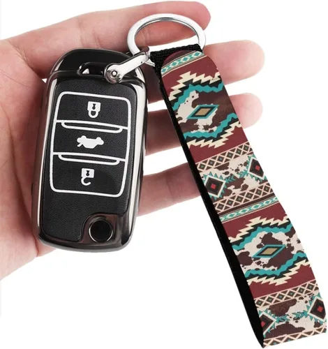 Vista 3 de FKELYI Llavero de pulsera con anillo de metal para llaves de coche, mochilas, bicicletas