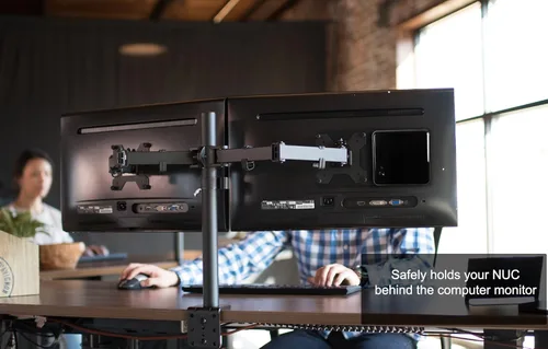 Vista 7 de VIVO Soporte de brazo de acero para Intel NUC, parte posterior del monitor VESA Extensión de montaje de placa metálica, negro, MOUNT-VESA01