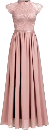 Vista 5 de Miusol Vestido largo formal sin mangas con encaje floral para dama de honor