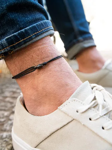 Vista 4 de Made by Nami Surfer Anklet with Snap Hook Clasp Waterproof & Adjustable Thin String Ankle Bracelets for Women and Men Handmade Jewelry for Beach and