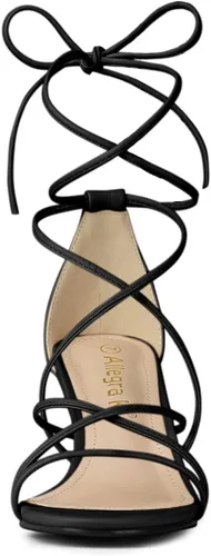 Vista 3 de Allegra K Sandalias con cordones y tacón de gatito para mujer