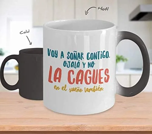 Vista 2 de Taza de Cafe No la Cagues Vaso, taza café divertidas, tazas personalizadas, taza de café inspiradoras, taza con mensajes positivos.