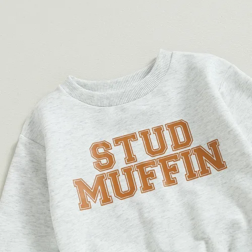 Vista 5 de Conjunto de sudadera de manga larga con estampado de letras para bebé y niño pequeño