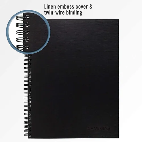 Vista 3 de Cambridge Notebook, legal gobernado, 6-1 / 2 "x 9-1 / 2", cable, negro, paquete de 2 (73599)