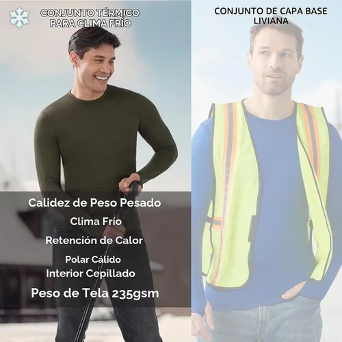 Vista 6 de Cuddl Duds Conjunto de Camiseta y Leggings de Ropa Interior Térmica para Hombres - Calzoncillos Largos Gruesos con Forro de Vellón - Capa Base