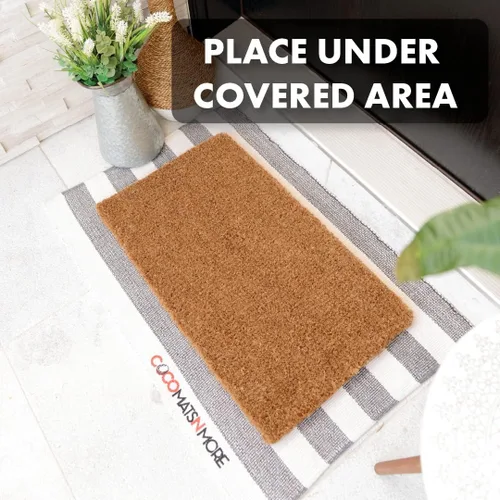Vista 2 de COCO MATS 'N MORE Felpudo de fibra de coco natural tejida a mano, duradero, de bajo perfil, para puerta delantera, porche, raspa los zapatos más