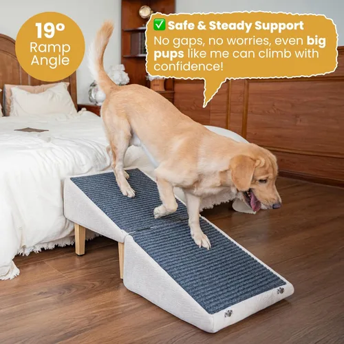 Vista 2 de Rampa para perros 3 en 1 con almacenamiento – Escaleras para mascotas para perros y gatos, suave para las articulaciones de mascotas mayores