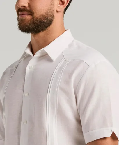 Vista 3 de Cubavera Camisa de manga corta con botones de mezcla de lino para hombre (disponible en tallas grandes y altas)