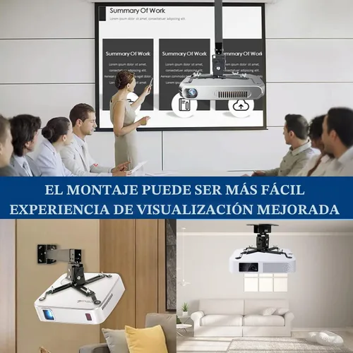 Vista 6 de Proyector universal para montaje en techo o pared, color negro con brazos extensibles, altura ajustable de 16.9 a 25.6 pulgadas, soporte con bracket
