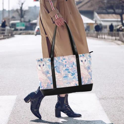 Vista 6 de Cartoon Barred Owl Peach fashion computer bags with zipper large tote for travel with gym maletin ejecutivo para mujer