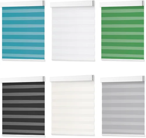 Vista 9 de Persianas de cebra motorizadas, persianas automáticas de doble capa con energía solar y control remoto, persianas eléctricas inalámbricas