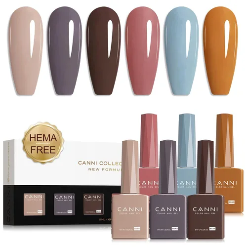 Vista 29 de CANNI - Juego de esmalte de uñas en gel azul de 6 colores 9ML Baby Royal Light Blue – Esmalte de uñas en gel inspirado en el océano Acuario