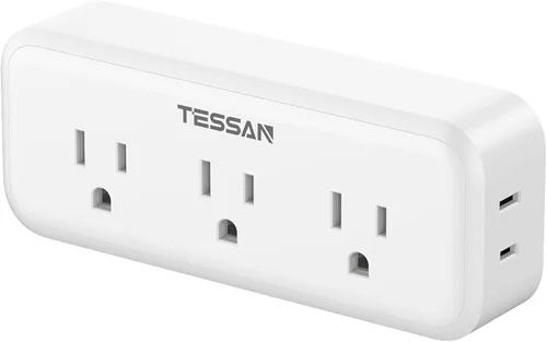 Vista 11 de TESSAN - Extensor de enchufe múltiple, divisor de enchufe de pared con protector de sobrecarga y 5 expandidores de salida eléctrica, adaptador