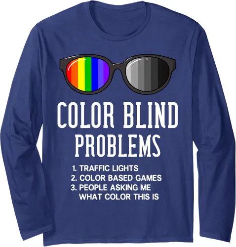 Vista 5 de Color Blind Problems Regalo Prueba de ceguera Gafas de ojo Camiseta de manga larga, Negro
