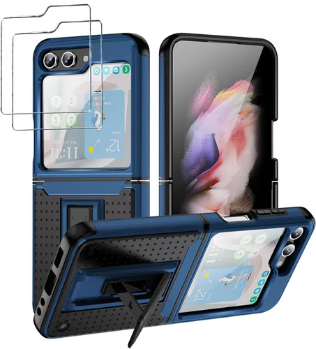 Vista 20 de Jeylly Funda para Samsung Z Flip 3, Z Flip 4, de grado militar, a prueba de golpes, con soporte estable, protección de bisagra, cubierta resistente
