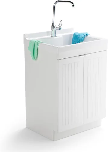 Vista 9 de SIMPLIHOME - Lavabo y armario de lavandería Murphy de 24 pulgadas de ancho en blanco puro