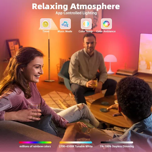 Vista 4 de Bombillas inteligentes con control remoto, bombilla LED multicolor regulable que cambia de color, funciona con Alexa y Google Home, bombilla WiFi