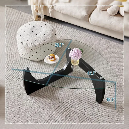 Vista 2 de Btrpily Mesa de centro de madera, moderna mesa de centro negra, contemporánea, elegante, muebles de alta gama para tu sala de estar