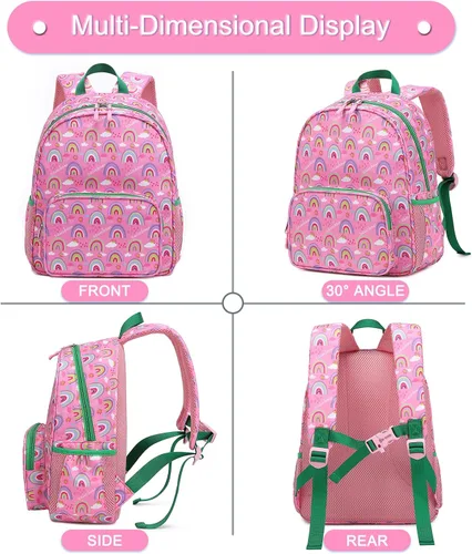 Vista 7 de BUG Mochila infantil para niñas y niños, Arco iris rosado, Mochilas tipo mochila