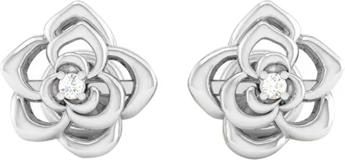 Vista 2 de Dazzlingrock Collection Pendientes de tuerca con forma de flor de oro de 14 quilates de 0,02 quilates (quilates)